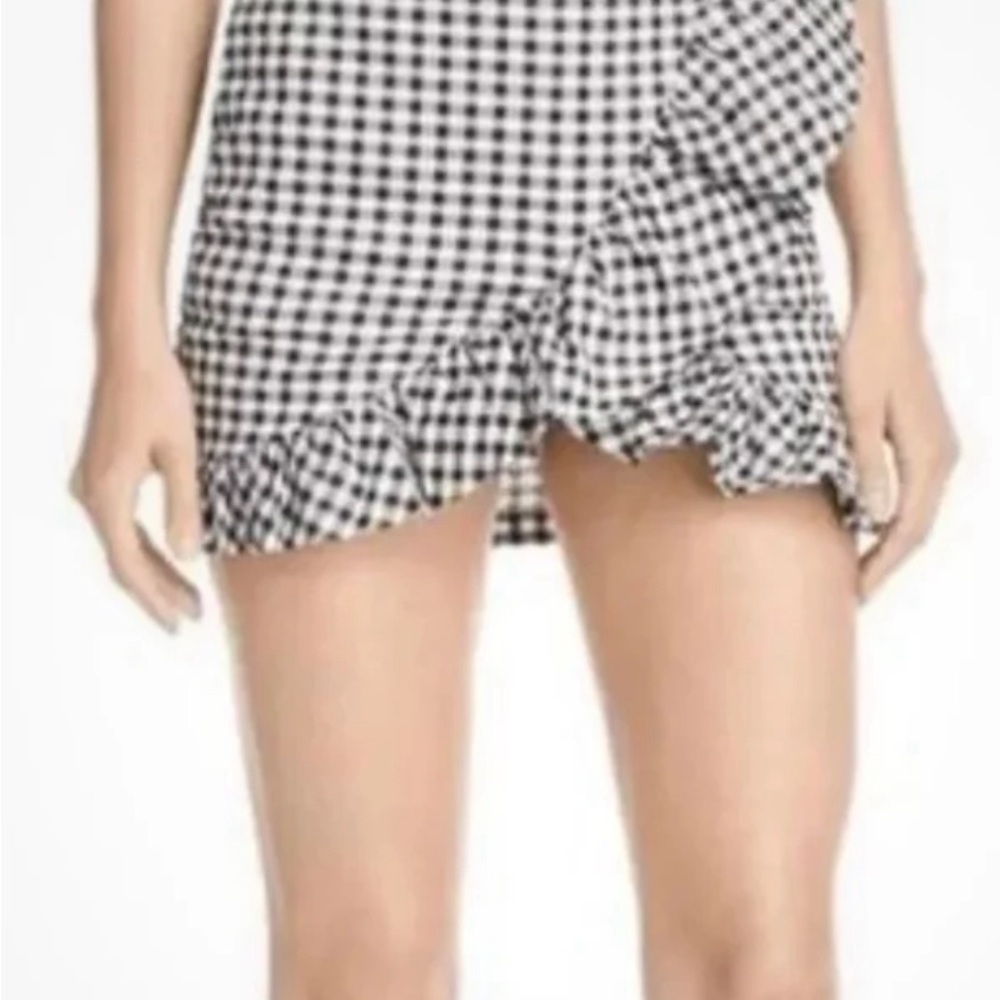 Alpha Omega Skort Black White Gingham Ruffle Mini Medium New with Tags
